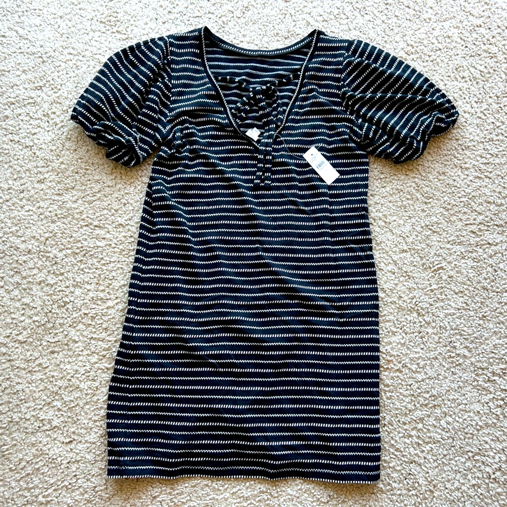 Striped Black and White Loft French Dress & Beach Coverup